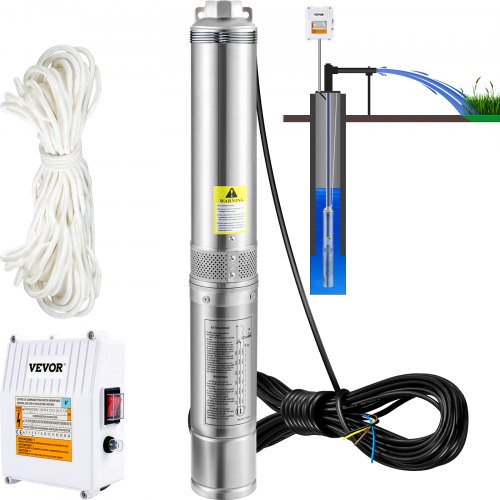 Syväkaivon uppopumppu, 370 W, 230 V / 50 Hz, 110 l/min, 44 m nostokorkeus, 20 m johto