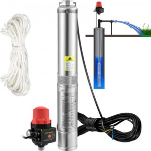 Giluminis panardinamasis siurblys, 550 W, 230 V/50 Hz, 50 l/min, 89 m, 20 m laidas, automatinis slėgio jungiklis, 8,2 cm