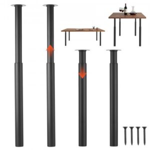 Reguleeritavad lauajalad, 710–1100 mm terasest mööblijalad, kandevõime 544 kg, komplekt 4 tk, mustad