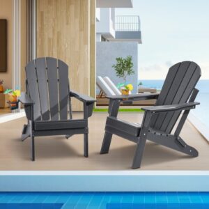 Plastist Adirondacki toolid, 2 tk, kokkupandavad, hallid, topsihoidjaga