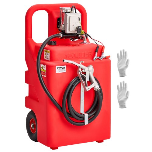 Kuro talpa, 32 galonai, nešiojamas kuro bakas su 12 V DC 15 GPM elektriniu siurbliu, 13 ft žarna ir aliuminio rankiniu antgaliu