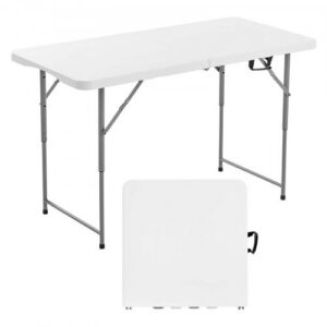 Sulankstomas kempingo stalas , baltas, HDPE ir anglinis plienas, 122 x 60 cm
