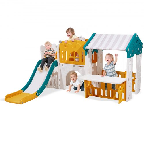 Lauko žaidimų namelis vaikams LY-2889G su čiuožykla, HDPE plastikas, 187 x 151 x 111 cm