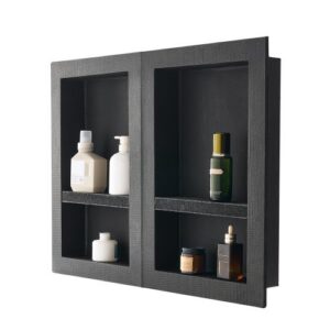 Dušo niša su kilnojama lentyna, 2 vnt., XPS plastikas, juoda, 40,6 x 61 cm
