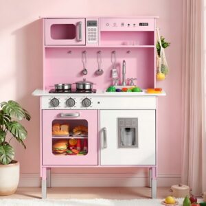 Puinen lasten leikkikeittiö, pinkki, TZ-KT002