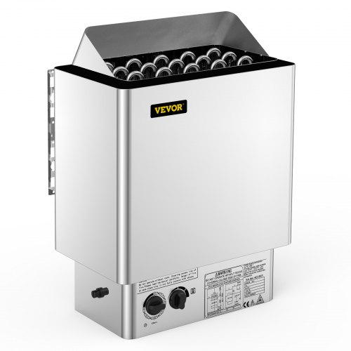 Elektrinė pirties krosnelė 9 kW, 380–415 V, šlapio ir sauso naudojimo, su valdymo bloku, nerūdijančio plieno