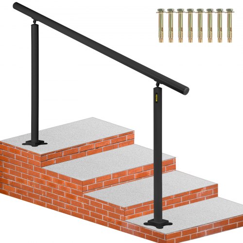 Säädettäväkulmainen alumiininen portaiden käsijohde, musta, 152,4 cm, 0-5 askelmalle