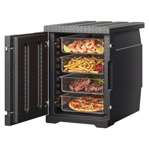 Izoliuotas maisto indų vežimėlis 90 l, priekinio pakrovimo, juodas, modelis EP-90L