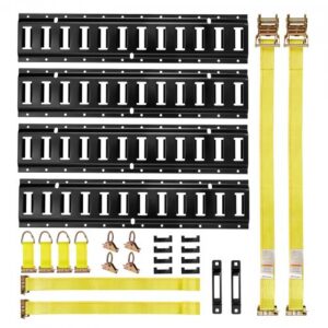 E-track tvirtinimo bėgių rinkinys, 4 vnt. 0,6 m, su 2 diržais su terkšle