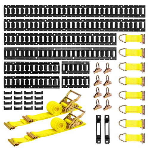 E-Track tvirtinimo bėgių rinkinys, 8 vnt., 1,5 m+1,2 m+0,6 m+0,3 m, 36 dalių