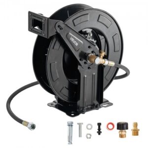 Survepesuri vooliku rull, 15,2 m x 9,5 mm, terasest, automaatse tagasikerimisega, 275,8 bar maks