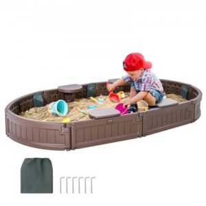 Ovaalne liivakast kattega, 1830 x 1055 x 230 mm, HDPE, 4 istet, mudel BXSB183