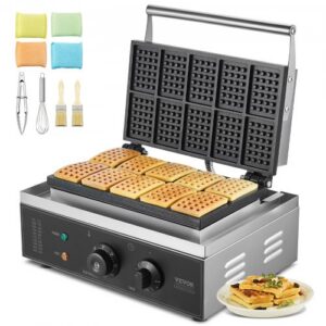 Kommertslik vahvlimasin, 10 tk, ristkülikukujuline, 1550 W, hõbedane