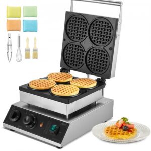 Kaubanduslik ümmarguste vahvlite valmistaja, 4 tk, 1750 W, roostevaba teras