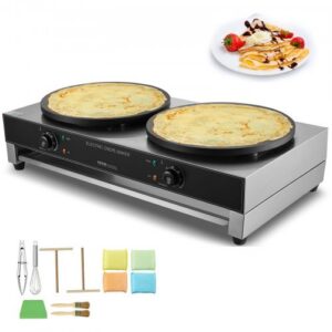 Topelt elektriline kreppide valmistaja, 41 cm, 6000 W, 2 plaati, HT-2E