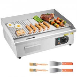 Kaubanduslik elektriline grillplaat, 535 x 300 mm, 3200 W, reguleeritav temperatuur 50-300 °C