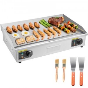 Kaubanduslik elektriline grillplaat, 725 x 400 mm, 4400 W, 50-300 °C, roostevabast terasest