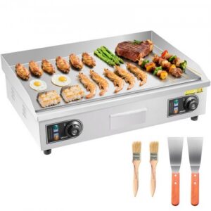 Kaubanduslik elektriline grillplaat, 655 x 400 mm, 4000 W, reguleeritav temperatuur 50–300 °C