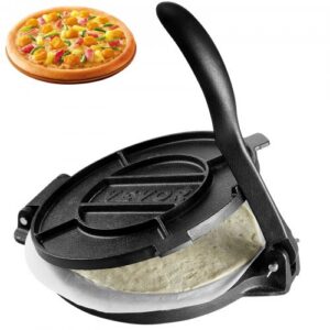 Čuguna tortilju prese 25 cm, roti gatavotājs, ar 100 pergamenta loksnēm, pelēka