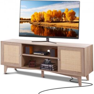 Rataninė TV spintelė , 168 x 40 x 64 cm, ąžuolo spalva