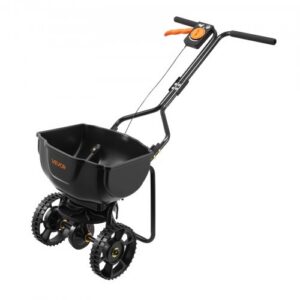Stumjams zāliena izkliedētājs, 3 m izkliedes platums, 6,8 kg ietilpība un 25,4 cm visu reljefu riepas