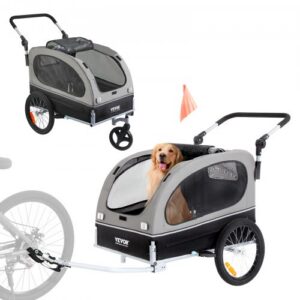 Augintinio dviračio priekaba ir vežimėlis TS810, juoda/pilka, iki 40 kg