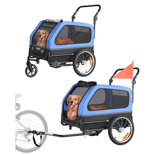 Šunų dviračio priekaba 2-in-1, iki 40 kg, vežimėlis ir dviračio transporteris