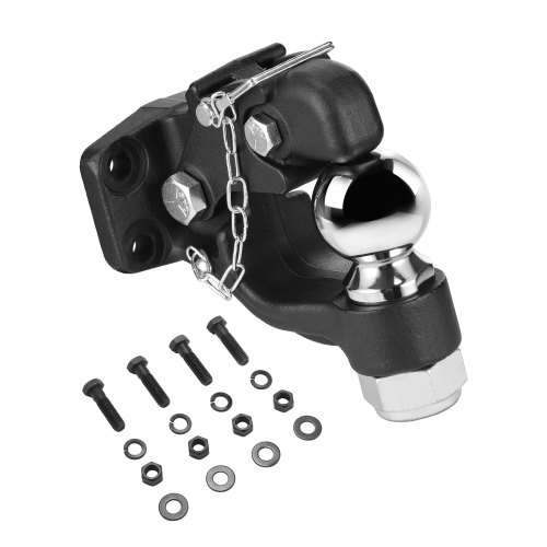 Pintle konks, 9070 kg veovõime, 2,5 kuni 7,6 cm lunett-rõngale, 5,1–0,8 cm kuuliga, kinnituskomplektiga, must pulbervärv