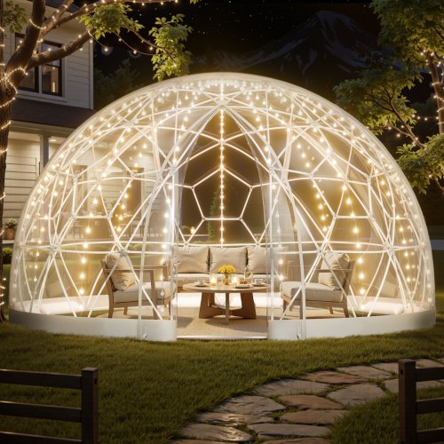 Dārza kupola telts, 4,5 x 2,7 m, PVC, caurspīdīga, 4 līdz 7 cilvēkiem