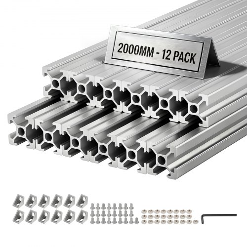 12 kpl 2020 alumiininen ekstruusoprofiili, 2000 mm, T-urallinen anodisoitu lineaarinen kisko