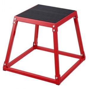 Plieninė pliometrinė šuolių dėžė, 46 cm, neslystanti treniruočių platforma, raudona
