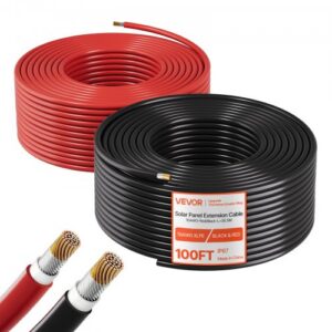 Päikesepaneeli kaabel, 30,48 m musta ja punase komplekt, 10 AWG (6 mm²)