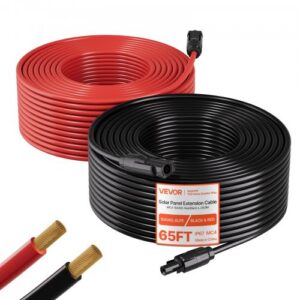 Päikesepaneeli pikenduskaabel, must 19,81 m + punane 19,81 m, 10 AWG (6 mm²), MC4 pistikutega, IP67, tinatud vask