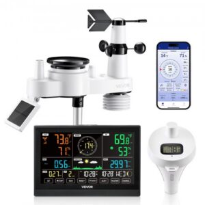 Meteorologinė stotelė 7-in-1 Wi‑Fi su programėle, 190,5 mm ekranas, saulės energija maitinamas belaidis lauko jutiklis