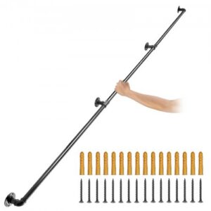 Vamzdinis laiptų turėklas, 243,8 cm, juodas, anglinis plienas