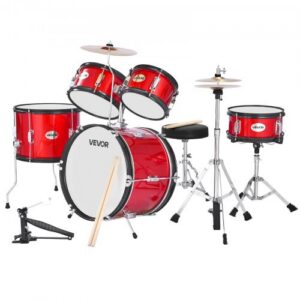 5-osaline laste trummikomplekt, 41 cm algajate trummide komplekt, punane