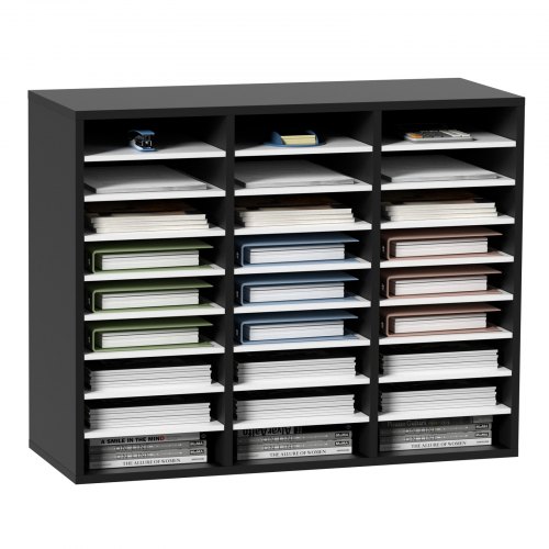 Kirjanduse sorteerija , 27 sektsiooni, MDF, must-valge, 80 x 30,5 x 63 cm