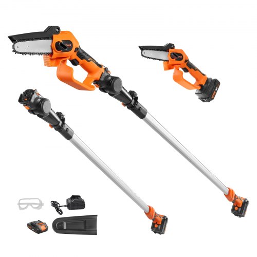 Akumuliatorinis teleskopinis genėtuvas ir mini grandininis pjūklas ET2008, 20V 2Ah, 108-243 cm, 12,7 cm pjovimo storis