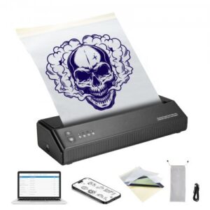 Tatuiruotės trafareto spausdintuvas, belaidis Bluetooth, su 10 trafaretinių lapų