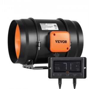Inline-kanaliventilaator 203,2 mm, 860 m³/h, temperatuuri ja niiskuse kontrolleriga