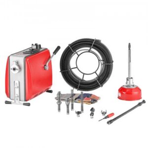 Torupuhastusmasin GQ-100D, 500 W, 1400 RPM, punane/hõbedane, 25,4 m spiraaliga, 8 lõikurit, 50-110 mm torudele
