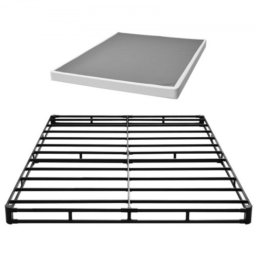 Box spring queen sänkyyn, pestävällä kankaalla ja metallirungolla