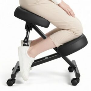Ergonomiška klūpima kėdė su ratukais, X formos, reguliuojamo aukščio, juoda