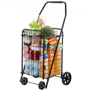 Kokkupandav ostukäru, pöörlevate ratastega, 40,8 kg kandevõimega, must