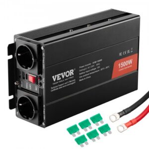 Modifitseeritud siinuslaine inverter, 1500 W, 12 V DC kuni 230 V AC, 2 AC-pesaga