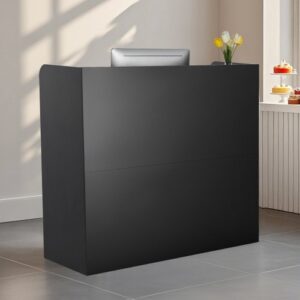 Vastaanottotiski , MDF, musta, 120 x 48 x 110 cm