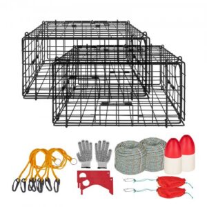 Krabipüünis, 2 tk, 62 x 62 x 30 cm, raske ja suur, Dungenessile, must PVC-kattega võrk