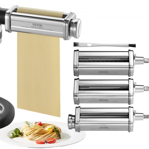 Pasta lisäosa KitchenAid-yleiskoneeseen, ruostumattomasta teräksestä valmistettu pastan kaulaus- ja leikkurisarja, 3 osaa