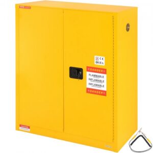 Süttivate vedelike ohutuskap, 128,7 L, 1095 x 460 x 1273 mm, kollane