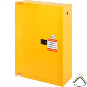 Tuleohtlike vedelike ohutuskapp, 170,3 l, 109 x 46 x 165,6 cm, 2 reguleeritava riiuli ja 2 käsitsi avatava uksega, kollane